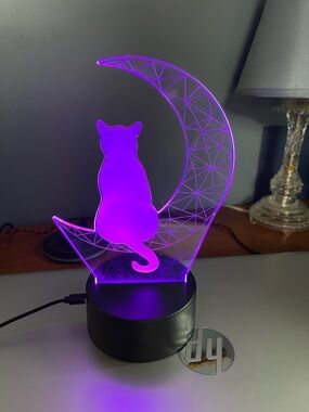 Color changing Cat Moon LED Night Light RGB lamp